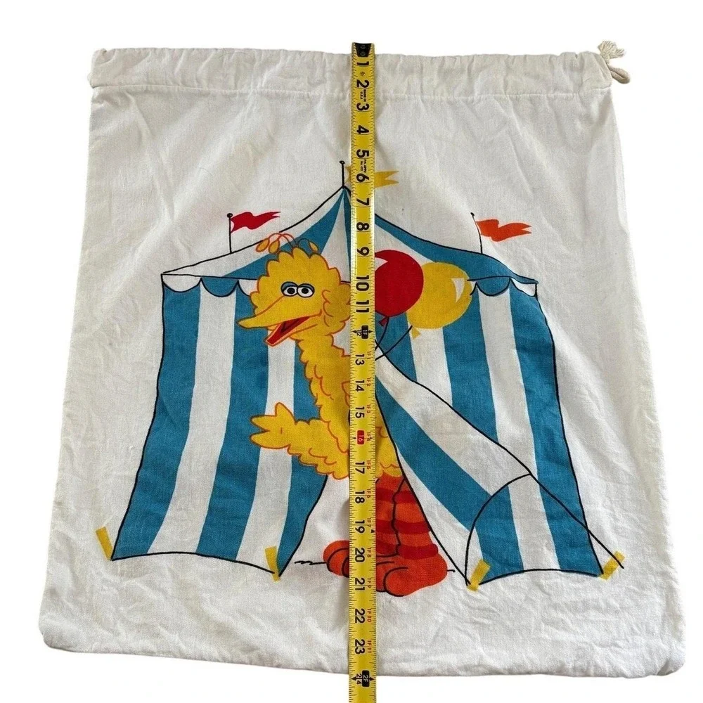 Vintage Sesame Street BIG BIRD Circus Balloons Drawstring Sack Cinch Bag 90's